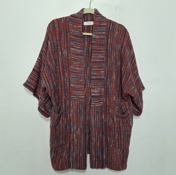 Azoe Multicolor Space Dye Southwestern Wide Kimono Sleeves Textured Jacket O/S - Picture 1 of 10